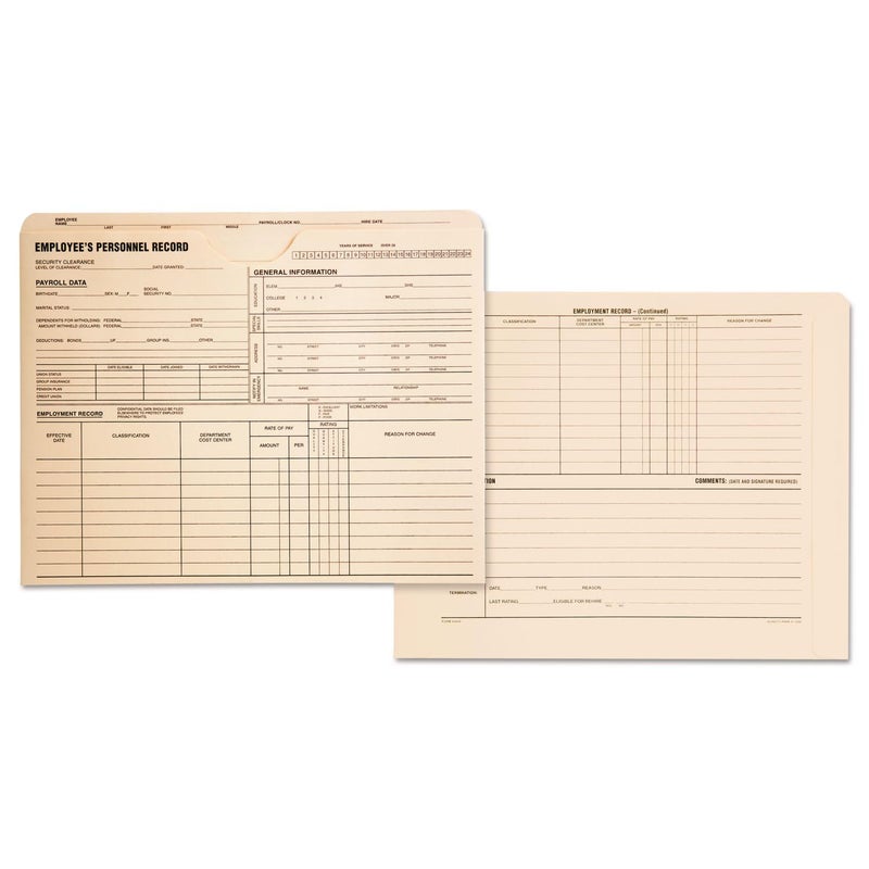 Quality Park Personnel Record Jacket, Flat Expansion, 9-1/2 x 11-3/4 Inches, 100 per Box (QUA69999)